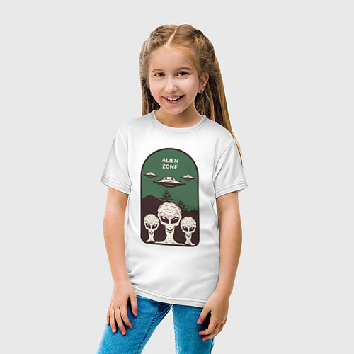 Детская футболка Пришельцы - alien zone / Белый – фото 4