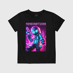 Детская футболка Neon Minecraft - ai art