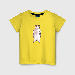Футболка хлопковая детская Толстый кот танцует, цвет: желтый