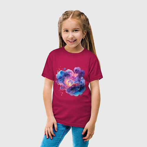Детская футболка Космическая спираль акварель / Маджента – фото 4