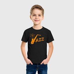 Футболка хлопковая детская Jazz sax, цвет: черный — фото 2