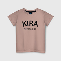 Футболка хлопковая детская Kira never alone - motto, цвет: пыльно-розовый