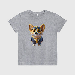 Футболка хлопковая детская Деловой Корги, цвет: меланж