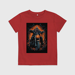 Детская футболка Скелет сатаны едет на старом мотоцикле