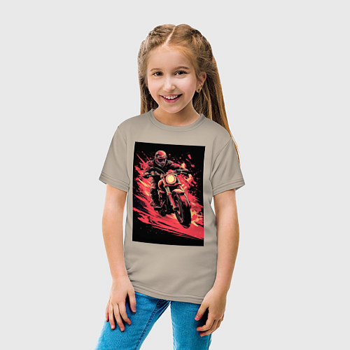 Детская футболка Мотокросс красные брызги / Миндальный – фото 4