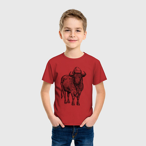 Детская футболка Новогодний бык / Красный – фото 3