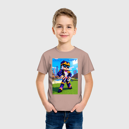 Детская футболка Jotaro Kujo and Minecraft - collaboration / Пыльно-розовый – фото 3