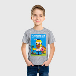 Футболка хлопковая детская Homer Simpson and Minecraft - collaboration ai art, цвет: меланж — фото 2