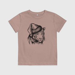 Детская футболка Тигр новогодний в шапке