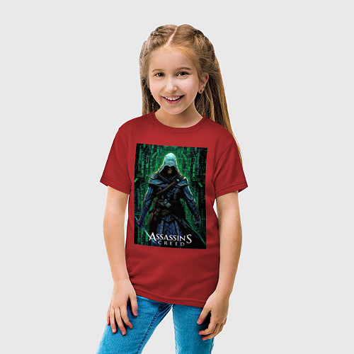 Детская футболка Assassins creed стиль матрицы / Красный – фото 4