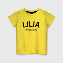 Футболка хлопковая детская Lilia never alone - motto, цвет: желтый