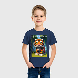 Футболка хлопковая детская Funny tiger cub - Minecraft, цвет: тёмно-синий — фото 2