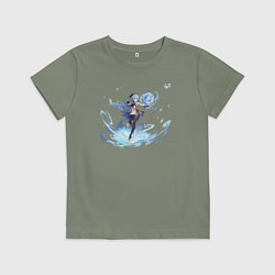 Футболка хлопковая детская Гань Юй из Геншин Импакт, цвет: авокадо