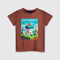 Футболка хлопковая детская Catcraft - collaboration ai art, цвет: кирпичный