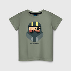 Футболка хлопковая детская Helldivers: Paratrooper Helmet, цвет: авокадо