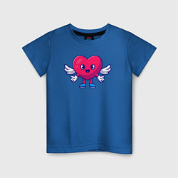 Футболка хлопковая детская Сердечко ангел, цвет: синий