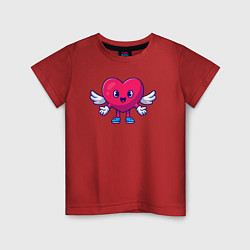 Футболка хлопковая детская Сердечко ангел, цвет: красный