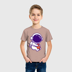 Футболка хлопковая детская Space football, цвет: пыльно-розовый — фото 2