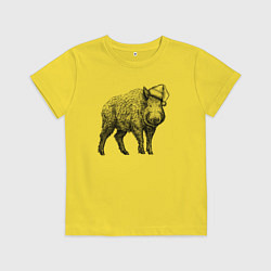 Детская футболка Кабан в новогоднем колпаке