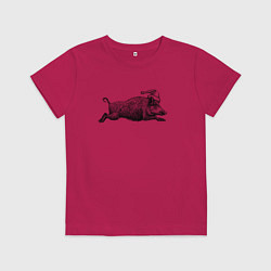 Футболка хлопковая детская Кабан спешит на Новый год, цвет: маджента