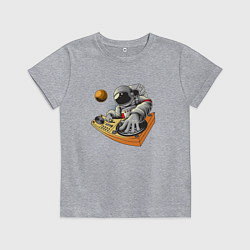 Футболка хлопковая детская Космонавт - диджей, цвет: меланж