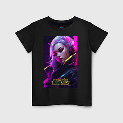 Футболка хлопковая детская League of Legends Kaisa Kda, цвет: черный