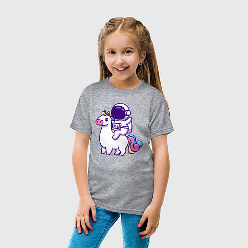 Детская футболка Космонавт и единорог / Меланж – фото 4