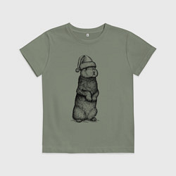 Футболка хлопковая детская Заяц Новый год, цвет: авокадо