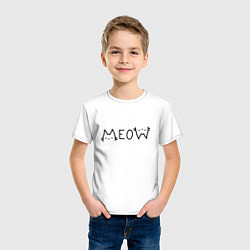 Футболка хлопковая детская Мяу котики, цвет: белый — фото 2