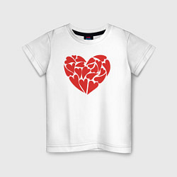 Футболка хлопковая детская Hearts of love, цвет: белый