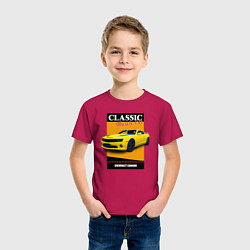 Футболка хлопковая детская Спорткар Chevrolet Camaro, цвет: маджента — фото 2