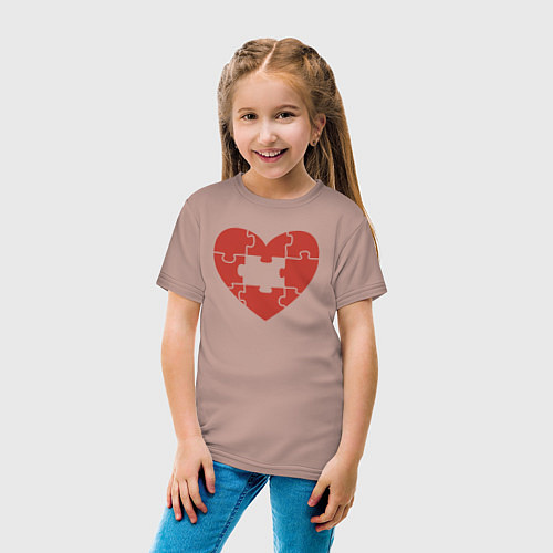 Детская футболка Puzzle heart / Пыльно-розовый – фото 4