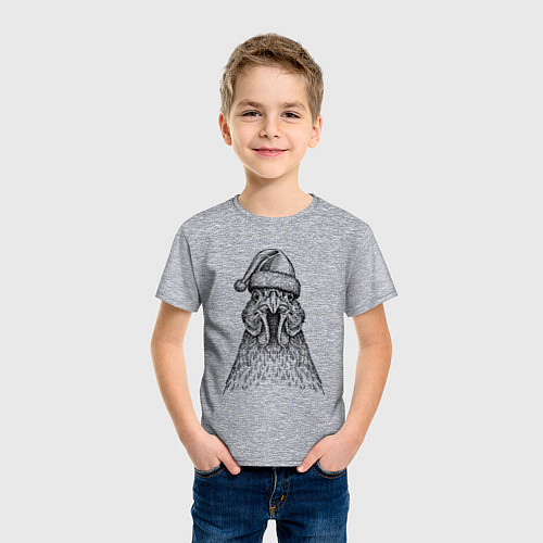 Детская футболка Петух в новогодней шапке / Меланж – фото 3