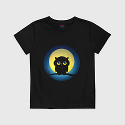 Детская футболка Совенок в наушниках на фоне луны