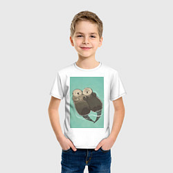 Футболка хлопковая детская Выдры плавают, цвет: белый — фото 2