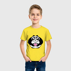 Футболка хлопковая детская Панда с подарком, цвет: желтый — фото 2