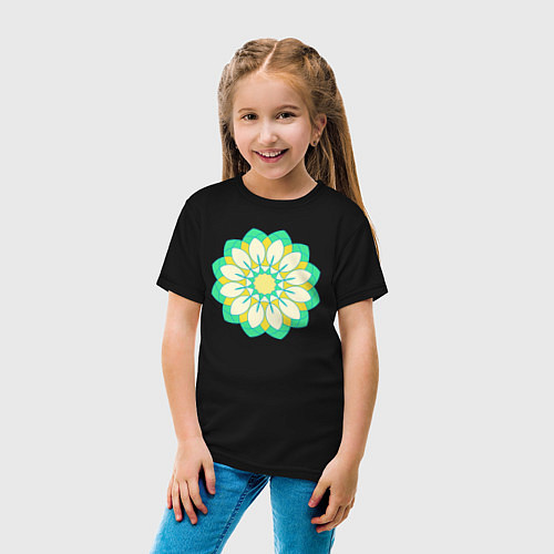 Детская футболка Мандала зеленых оттенков / Черный – фото 4