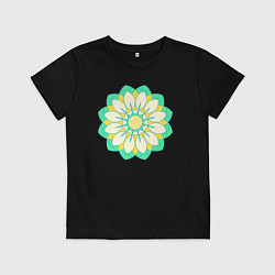 Футболка хлопковая детская Мандала зеленых оттенков, цвет: черный