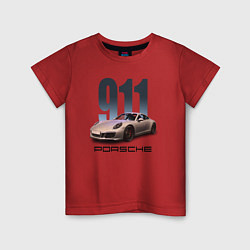 Футболка хлопковая детская Порше 911 спортивный автомобиль, цвет: красный