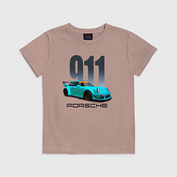 Футболка хлопковая детская Cпортивный автомобиль Porsche, цвет: пыльно-розовый