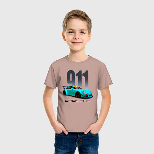 Детская футболка Cпортивный автомобиль Porsche / Пыльно-розовый – фото 3
