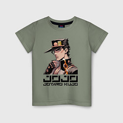 Футболка хлопковая детская Jotaro Kujo - Jojo ai art, цвет: авокадо