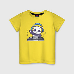 Футболка хлопковая детская Панда диджей, цвет: желтый