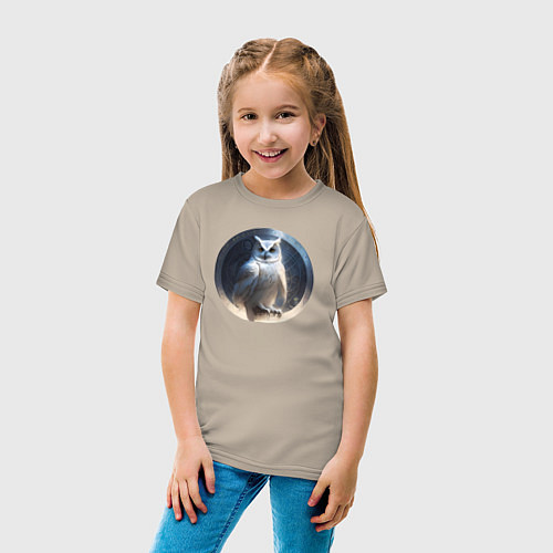 Детская футболка Белая сова и руны / Миндальный – фото 4
