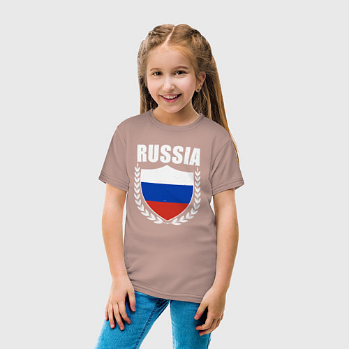 Детская футболка Russian flag / Пыльно-розовый – фото 4