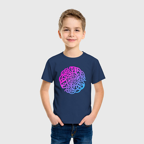 Детская футболка Лиловый готичный кельтский узор / Тёмно-синий – фото 3