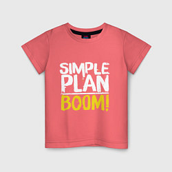 Футболка хлопковая детская Simple plan - boom, цвет: коралловый