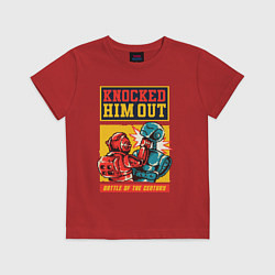 Футболка хлопковая детская Битва ретро роботов, цвет: красный