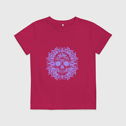Детская футболка Лиловый череп и растительный орнамент тату