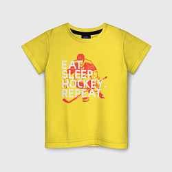 Футболка хлопковая детская День хоккеиста, цвет: желтый